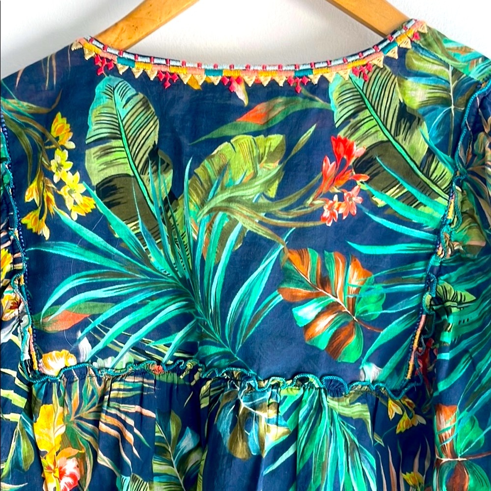 Johnny Was Women's Tropical Print Top - Green Sz Small. - Picture 5 of 10